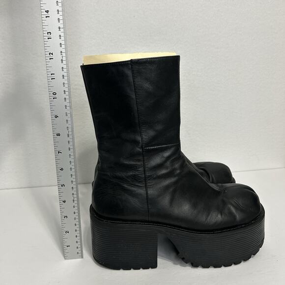 UNIF Parker Chunky Platform Black Leather Boots Sz 10 Dark Academia Goth Grunge - Picture 9 of 9